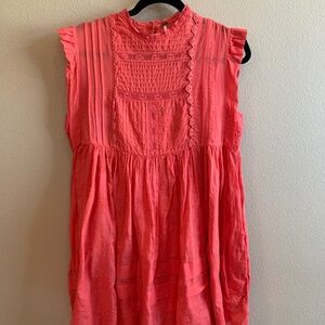 Free People melon-colored, 100% sheer cotton dress